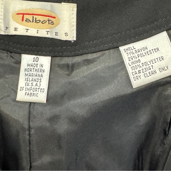 Talbots Petites Wide-Leg Dress Pants Black Lined 10P Rayon Blend 28” - Picture 4 of 6